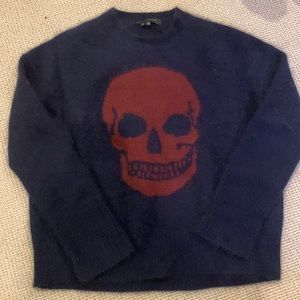 Skull Cashmere Navy and Red Sweater
